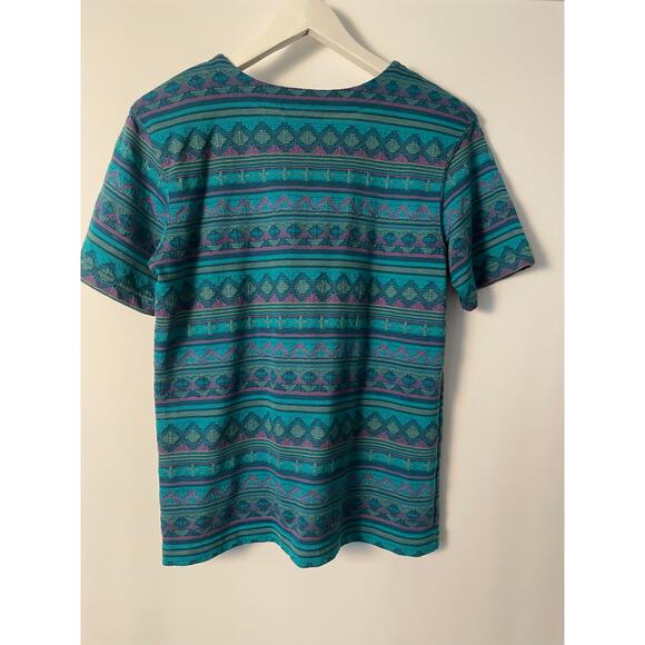Vtg. Jaclyn Smith Sport Aqua Pattern Top SZ M - Picture 2 of 6